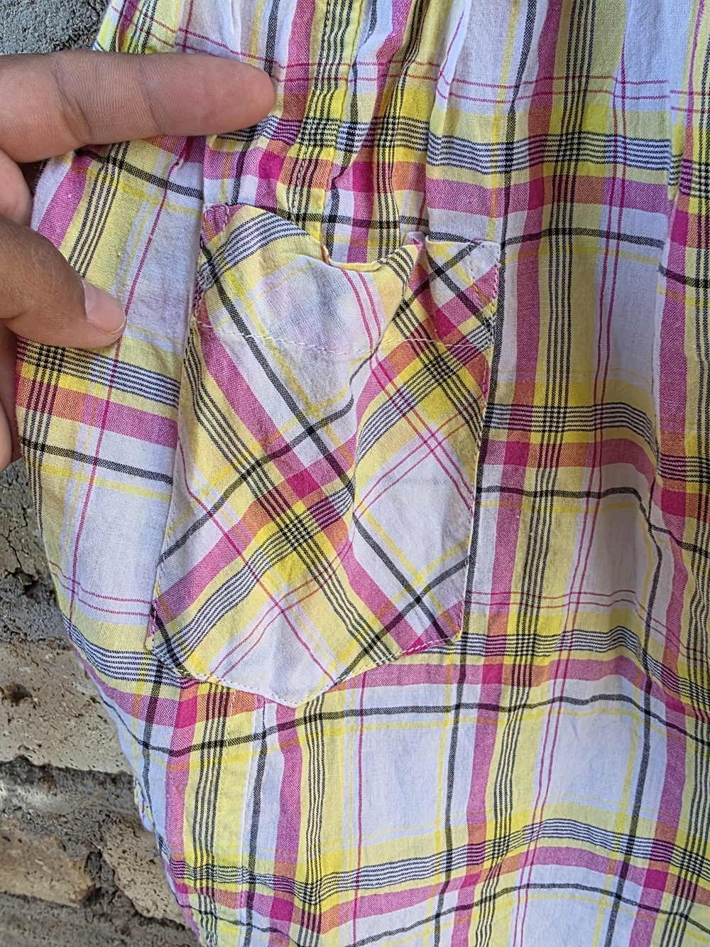 Op. Smocked Plaid Tube Top - Pink Yellow White - Size S - Picture 4 of 6